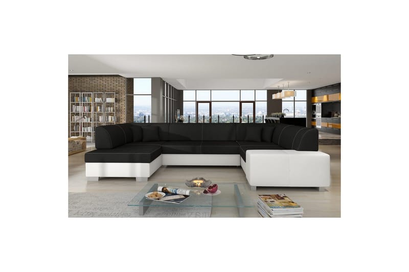 Hörnsoffa Eltap Isloren 322x204x72 cm - Sawana 14, Soft 17, Svart, Vit, Vänster - Möbler - Vardagsrum - Bäddsoffor - Hörnbäddsoffa