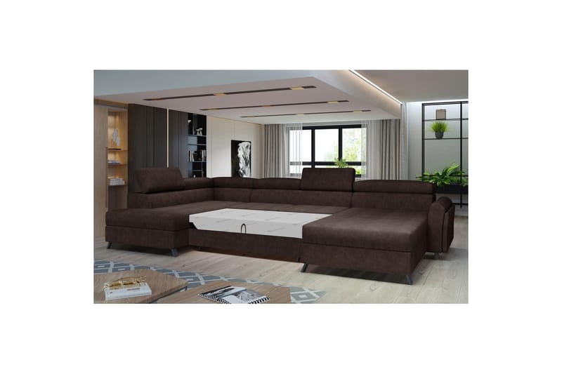 Hörnsoffa Eltap Josette 360x200x92 cm - Dora 28, Mörkbrun, Vänster - Möbler - Vardagsrum - Bäddsoffor - U bäddsoffa
