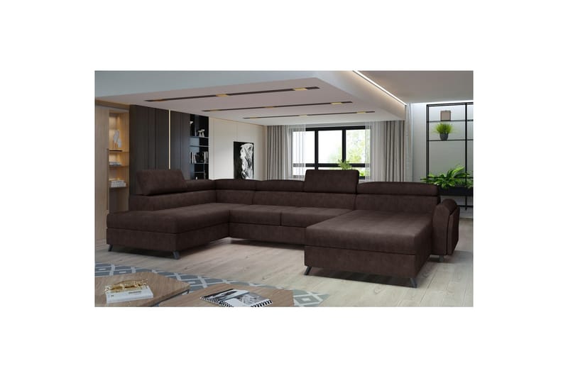 Hörnsoffa Eltap Josette 360x200x92 cm - Dora 28, Mörkbrun, Vänster - Möbler - Vardagsrum - Bäddsoffor - U bäddsoffa