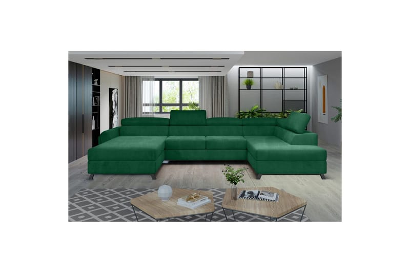 Hörnsoffa Eltap Josette 360x200x92 cm - Kronos 19, Mörkgrön, Höger - Möbler - Vardagsrum - Bäddsoffor - U bäddsoffa