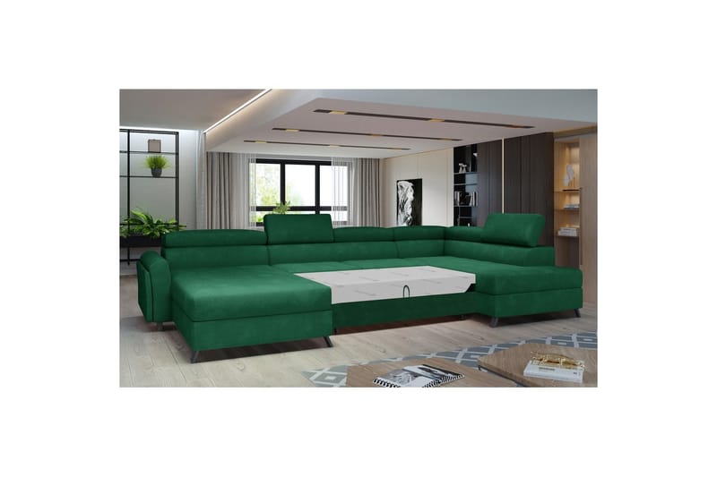 Hörnsoffa Eltap Josette 360x200x92 cm - Kronos 19, Mörkgrön, Höger - Möbler - Vardagsrum - Bäddsoffor - U bäddsoffa