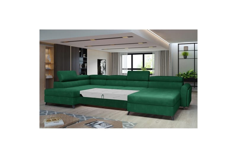 Hörnsoffa Eltap Josette 360x200x92 cm - Kronos 19, Mörkgrön, Vänster - Möbler - Vardagsrum - Bäddsoffor - U bäddsoffa
