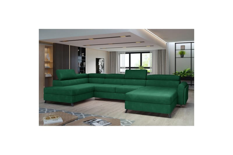 Hörnsoffa Eltap Josette 360x200x92 cm - Kronos 19, Mörkgrön, Vänster - Möbler - Vardagsrum - Bäddsoffor - U bäddsoffa