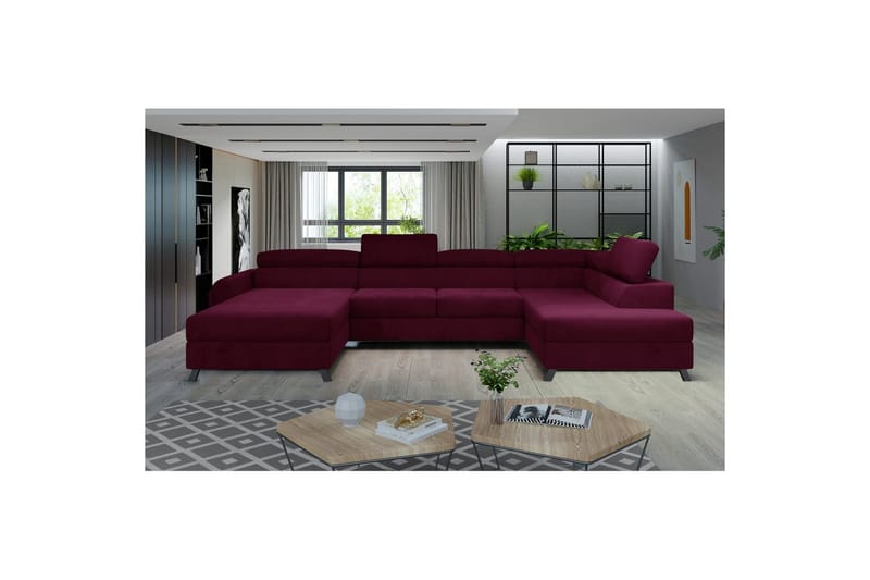 Hörnsoffa Eltap Josette 360x200x92 cm - Mat Velvet 68, Röd, Höger - Möbler - Vardagsrum - Bäddsoffor - U bäddsoffa