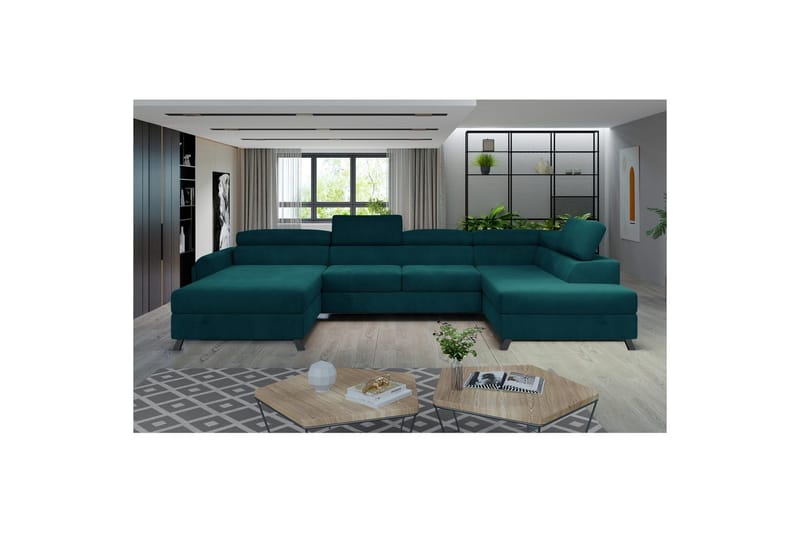 Hörnsoffa Eltap Josette 360x200x92 cm - Mat Velvet 75, Grön, Höger - Möbler - Vardagsrum - Bäddsoffor - U bäddsoffa