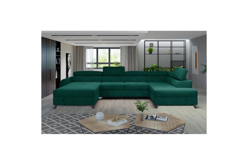 Hörnsoffa Eltap Josette 360x200x92 cm - Monolit 37, Grön, Höger - Möbler - Vardagsrum - Bäddsoffor - U bäddsoffa
