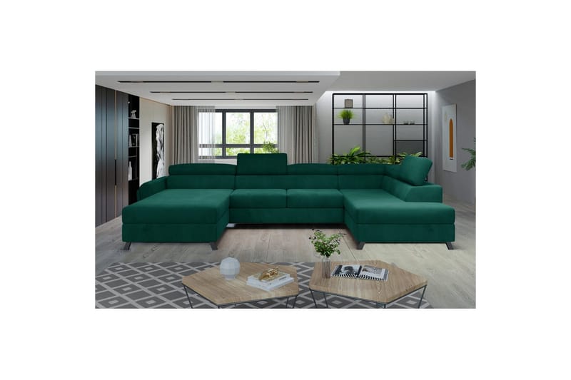 Hörnsoffa Eltap Josette 360x200x92 cm - Monolit 37, Grön, Höger - Möbler - Vardagsrum - Bäddsoffor - U bäddsoffa