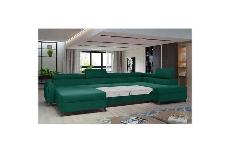 Hörnsoffa Eltap Josette 360x200x92 cm - Monolit 37, Grön, Höger - Möbler - Vardagsrum - Bäddsoffor - U bäddsoffa