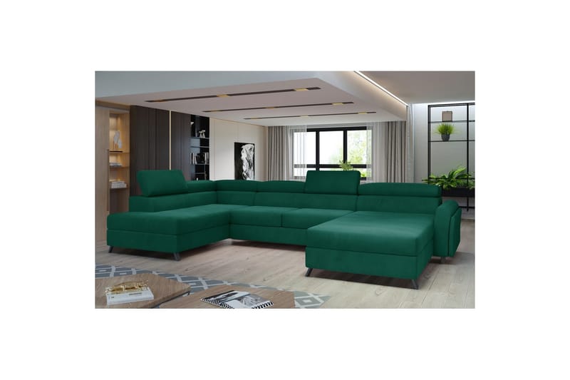 Hörnsoffa Eltap Josette 360x200x92 cm - Monolit 37, Grön, Vänster - Möbler - Vardagsrum - Bäddsoffor - U bäddsoffa