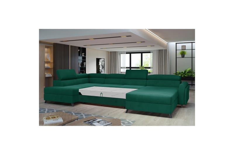 Hörnsoffa Eltap Josette 360x200x92 cm - Monolit 37, Grön, Vänster - Möbler - Vardagsrum - Bäddsoffor - U bäddsoffa