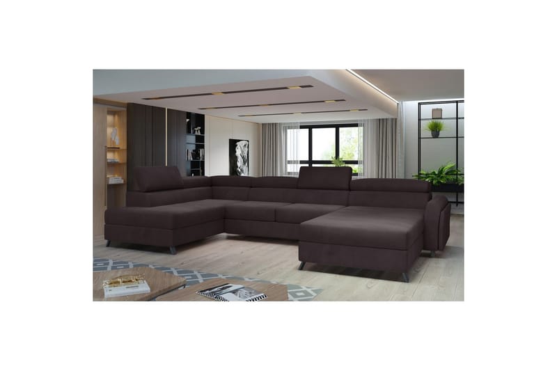 Hörnsoffa Eltap Josette 360x200x92 cm - Monolith 29, Mörk Brun, Vänster - Möbler - Vardagsrum - Bäddsoffor - U bäddsoffa
