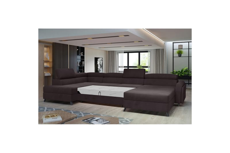 Hörnsoffa Eltap Josette 360x200x92 cm - Monolith 29, Mörk Brun, Vänster - Möbler - Vardagsrum - Bäddsoffor - U bäddsoffa