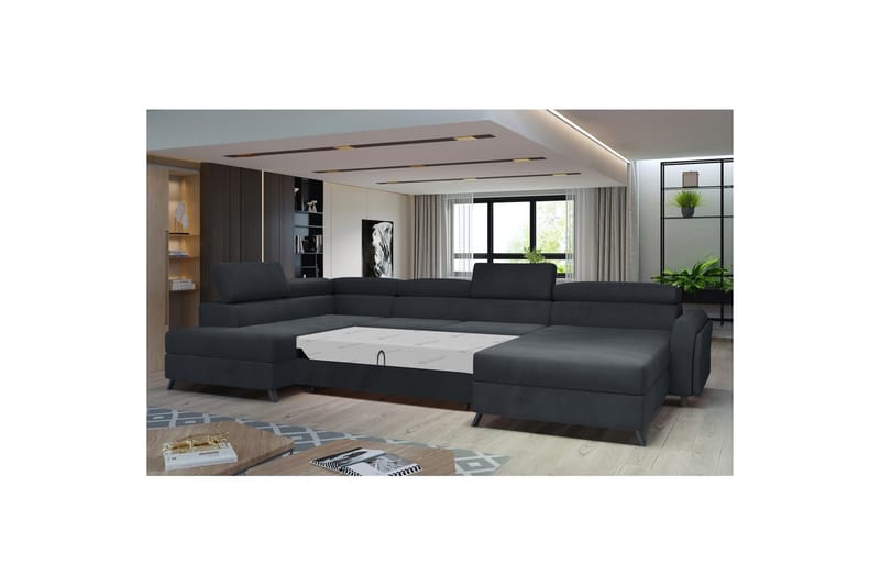 Hörnsoffa Eltap Josette 360x200x92 cm - Monolith 97, Mörkgrå, Vänster - Möbler - Vardagsrum - Bäddsoffor - U bäddsoffa