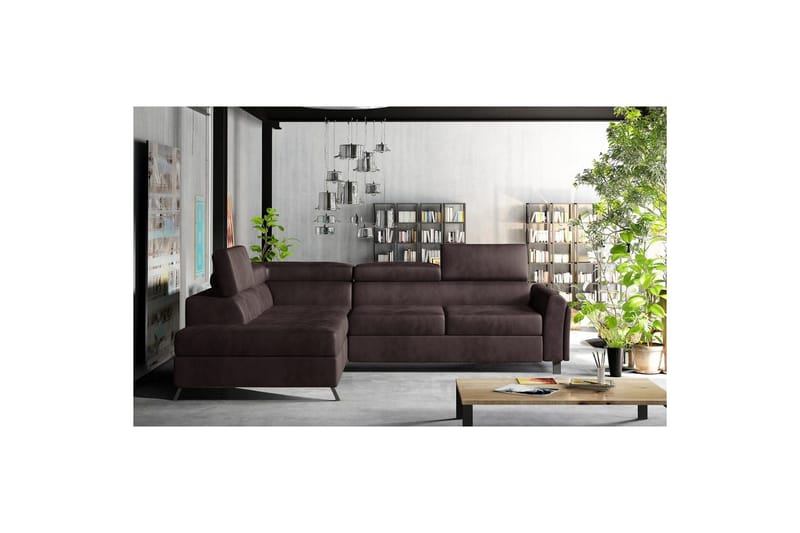 Hörnsoffa Eltap Kairos 265x200x92 cm, Mat Velvet 29, Brun, Vänster