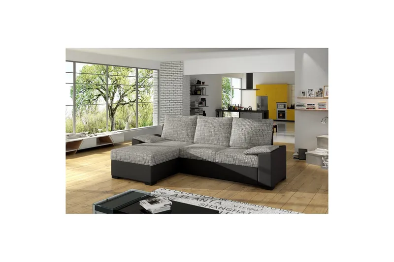 Hörnsoffa Eltap Letto 245x160x90 cm, Berlin 01, Soft 11, Grå, Svart