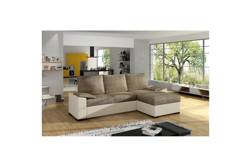 Hörnsoffa Eltap Letto 245x160x90 cm - Berlin 03, Soft 33, Beige - Möbler - Vardagsrum - Bäddsoffor