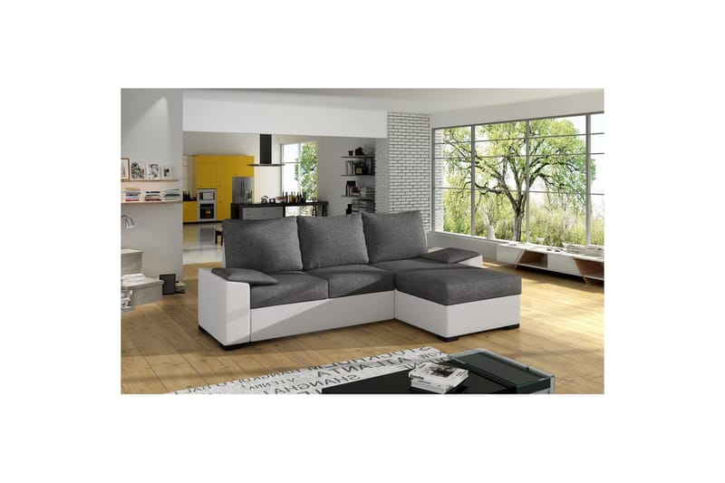 Hörnsoffa Eltap Letto 245x160x90 cm - Sawana 05, Soft 17, Grå, Vit - Möbler - Vardagsrum - Bäddsoffor