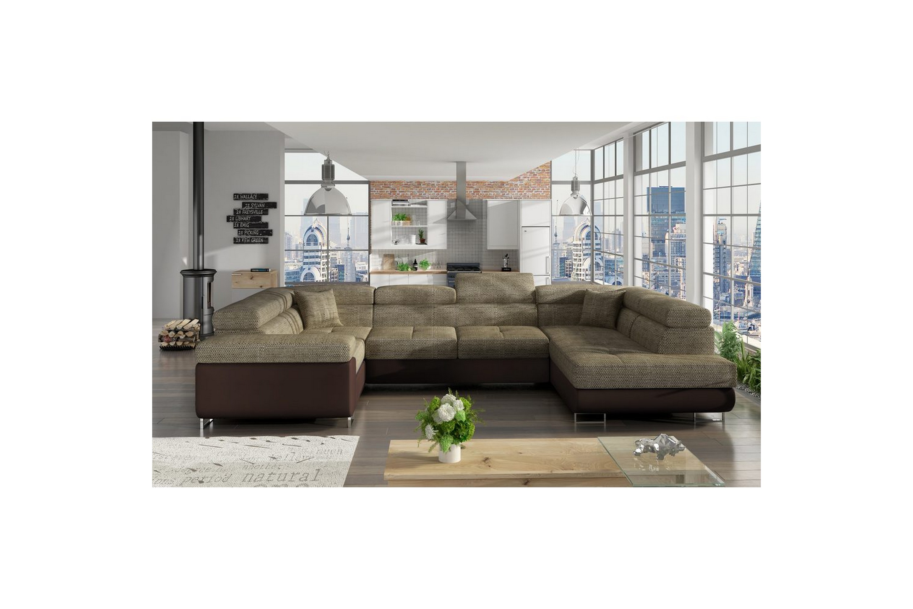 hörnsoffa eltap letto 340x202x90 cm - berlin 03, mjuk 66, beige, mörkbrun, höger