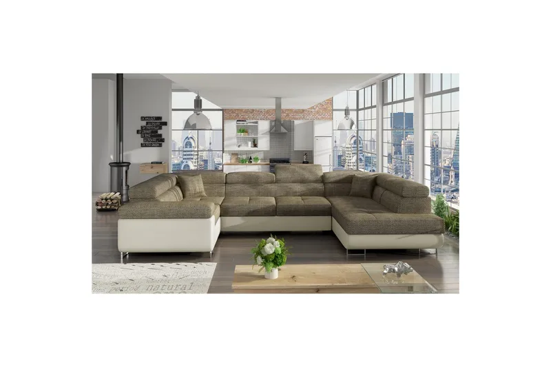 Hörnsoffa Eltap Letto 340x202x90 cm, Berlin 03, Soft 33, Beige, Höger