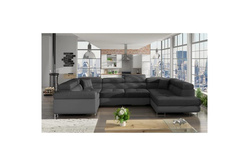 Hörnsoffa Eltap Letto 340x202x90 cm - Inari 96, Soft 29, Mörkgrå, Grå, Höger - Möbler - Vardagsrum - Bäddsoffor - Hörnbäddsoffa