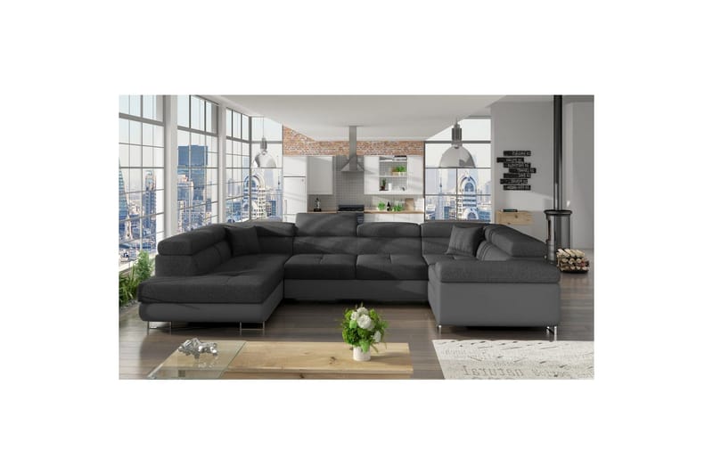 Hörnsoffa Eltap Letto 340x202x90 cm - Inari 96, Soft 29, Mörkgrå, Grå, Vänster - Möbler - Vardagsrum - Bäddsoffor - Hörnbäddsoffa