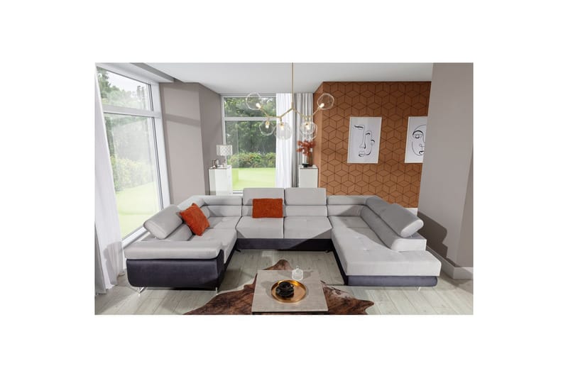 Hörnsoffa Eltap Letto 340x202x90 cm, Monolit 84, Monolit 97, Ljusgrå, Mörkgrå, Höger