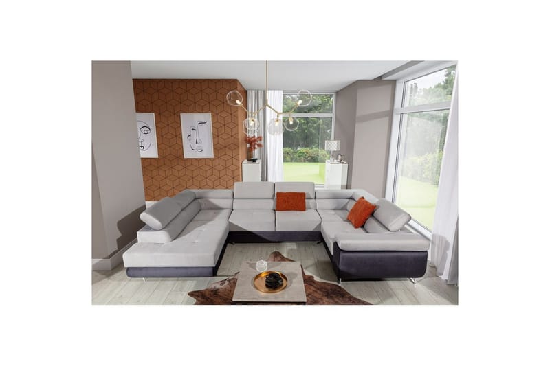 Hörnsoffa Eltap Letto 340x202x90 cm - Monolit 84, Monolit 97, Ljusgrå, Mörkgrå, Vänster - Möbler - Vardagsrum - Bäddsoffor - Hörnbäddsoffa