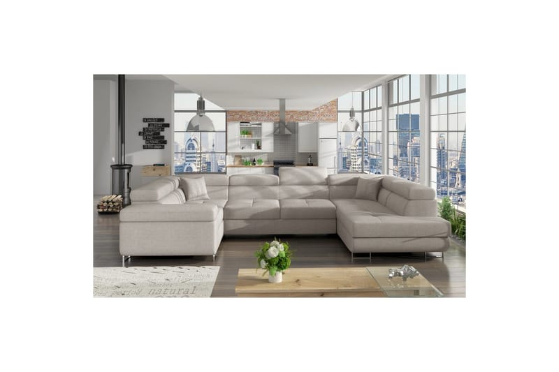 Hörnsoffa Eltap Letto 340x202x90 cm - Överdrag 02, Ljusgrå, Höger - Möbler - Vardagsrum - Bäddsoffor - Hörnbäddsoffa