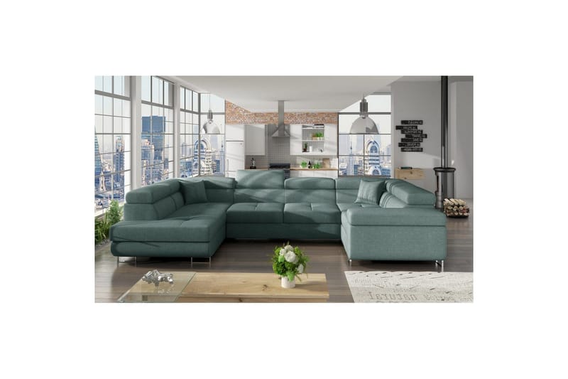 Hörnsoffa Eltap Letto 340x202x90 cm, Överdrag 70, blå, Vänster