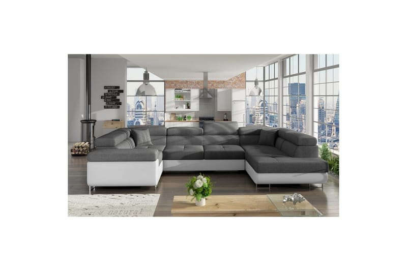 Hörnsoffa Eltap Letto 340x202x90 cm - Sawana 05, Soft 17, Grå, Vit, Höger - Möbler - Vardagsrum - Bäddsoffor - Hörnbäddsoffa