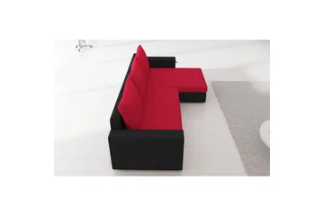 Hörnsoffa Eltap Livio 237x150x72 cm - Alova 04, Alova 46, Svart, Röd - Möbler - Vardagsrum - Bäddsoffor