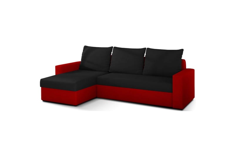 Hörnsoffa Eltap Livio 237x150x72 cm - Alova 04, Alova 46, Svart, Röd - Möbler - Vardagsrum - Bäddsoffor