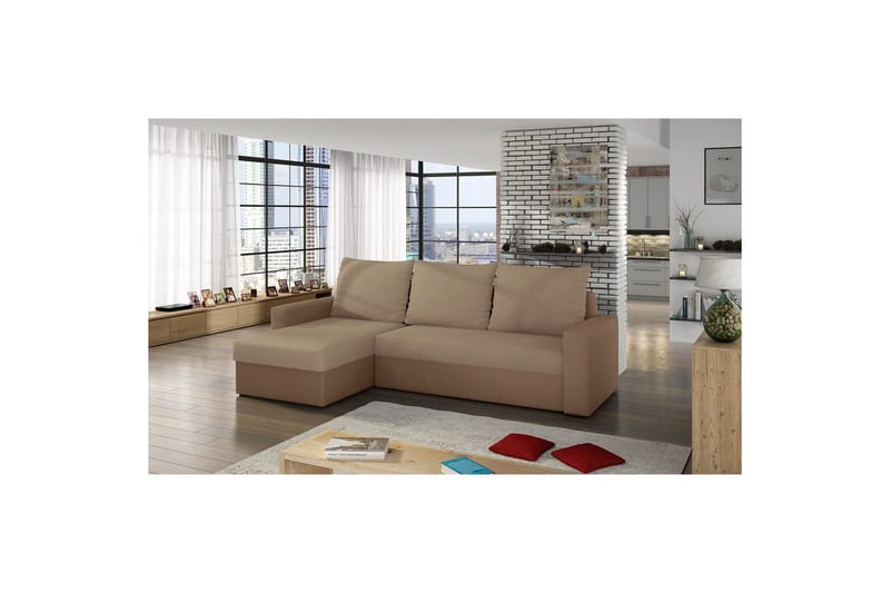Hörnsoffa Eltap Livio 237x150x72 cm - Alova 07, Alova 66, Beige - Möbler - Vardagsrum - Bäddsoffor
