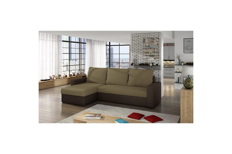 Hörnsoffa Eltap Livio 237x150x72 cm - Alova 07, Alova 67, Beige, Brun - Möbler - Vardagsrum - Bäddsoffor