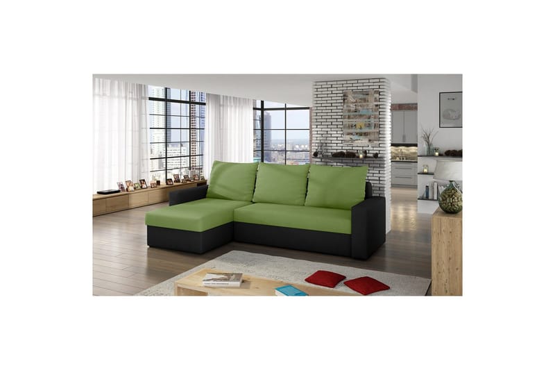 Hörnsoffa Eltap Livio 237x150x72 cm - Alova 42, Alova, Grön, Svart - Möbler - Vardagsrum - Bäddsoffor