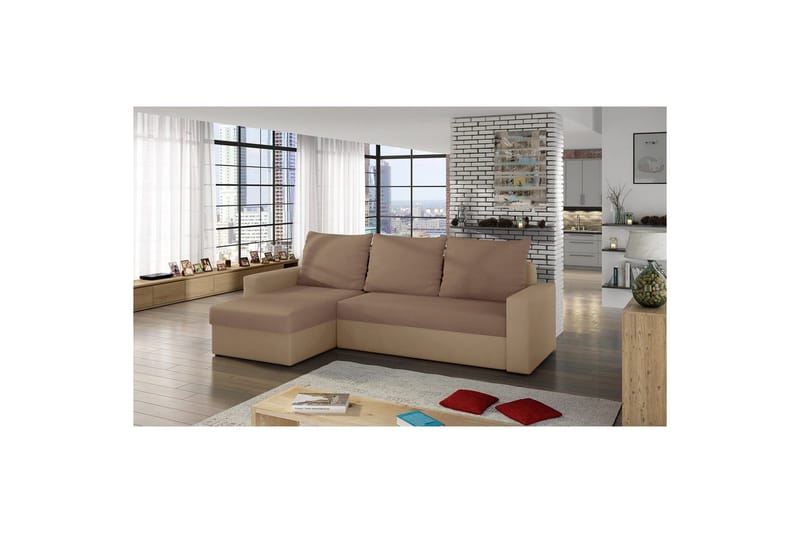 Hörnsoffa Eltap Livio 237x150x72 cm - Alova 66, Alova 07, Beige - Möbler - Vardagsrum - Bäddsoffor