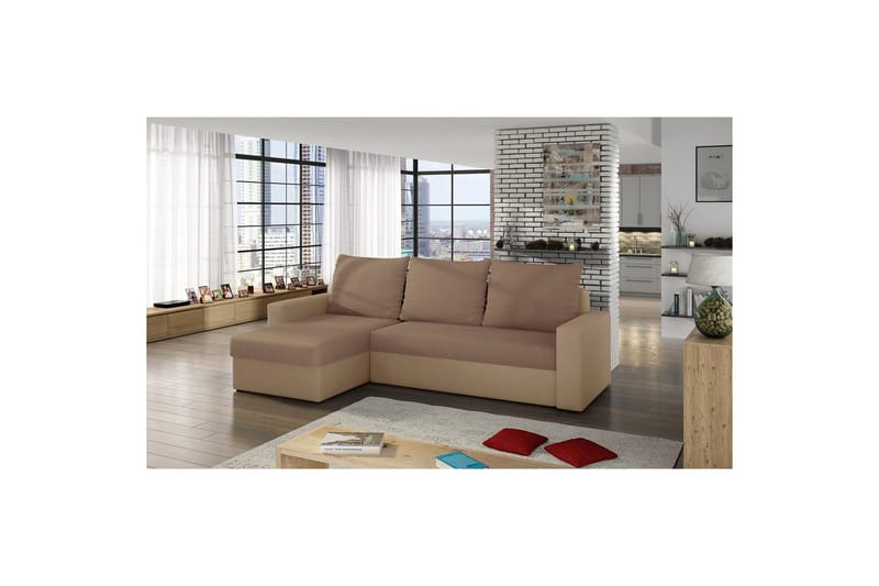 Hörnsoffa Eltap Livio 237x150x72 cm - Alova 66, Alova 07, Beige - Möbler - Vardagsrum - Bäddsoffor
