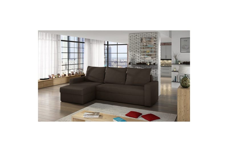 Hörnsoffa Eltap Livio 237x150x72 cm - Alova 67, Brun - Möbler - Vardagsrum - Bäddsoffor