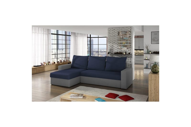 Hörnsoffa Eltap Livio 237x150x72 cm - Alova 79, Alova 10, Blå, Grå - Möbler - Vardagsrum - Bäddsoffor