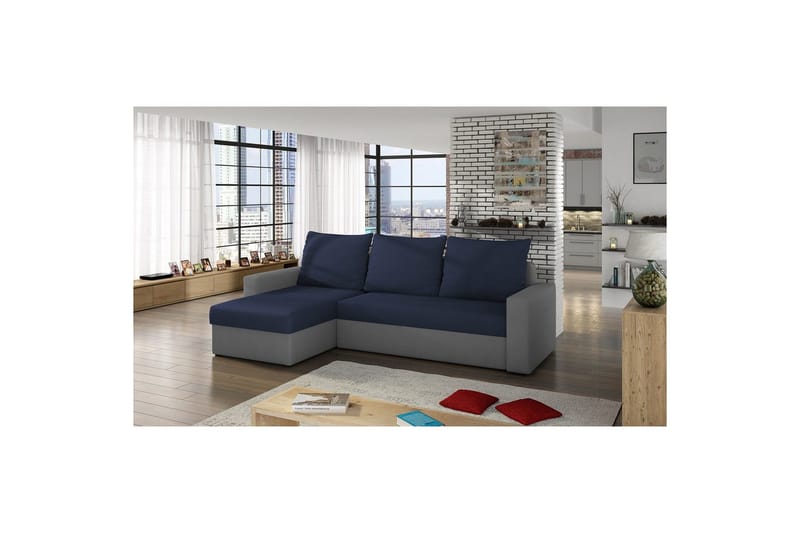 Hörnsoffa Eltap Livio 237x150x72 cm - Alova 79, Alova 10, Blå, Grå - Möbler - Vardagsrum - Bäddsoffor