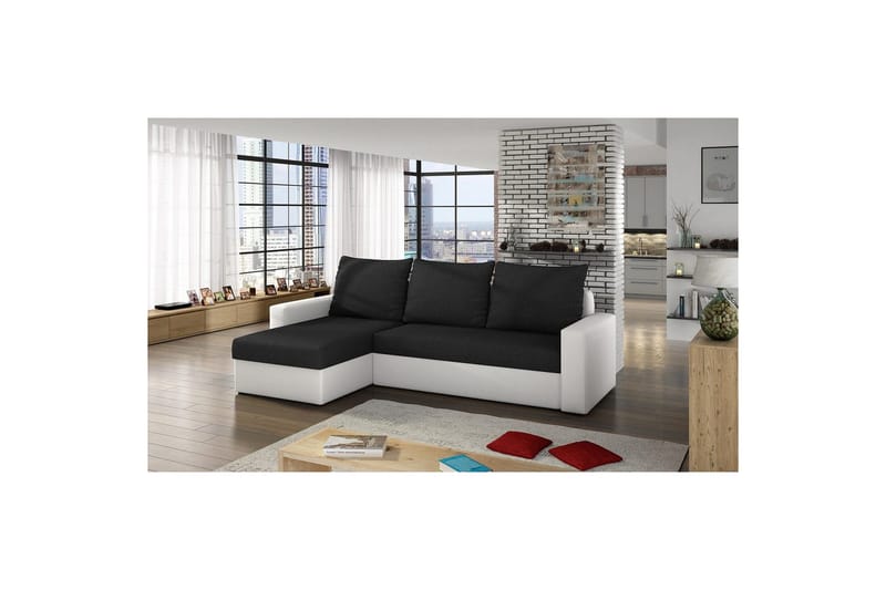 Hörnsoffa Eltap Livio 237x150x72 cm - Sawana 14, Soft 17, Svart, Vit - Möbler - Vardagsrum - Bäddsoffor