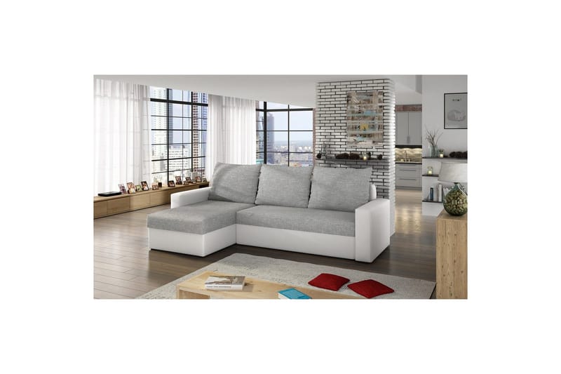 Hörnsoffa Eltap Livio 237x150x72 cm - Sawana 21, Soft 17, Grå, Vit - Möbler - Vardagsrum - Bäddsoffor