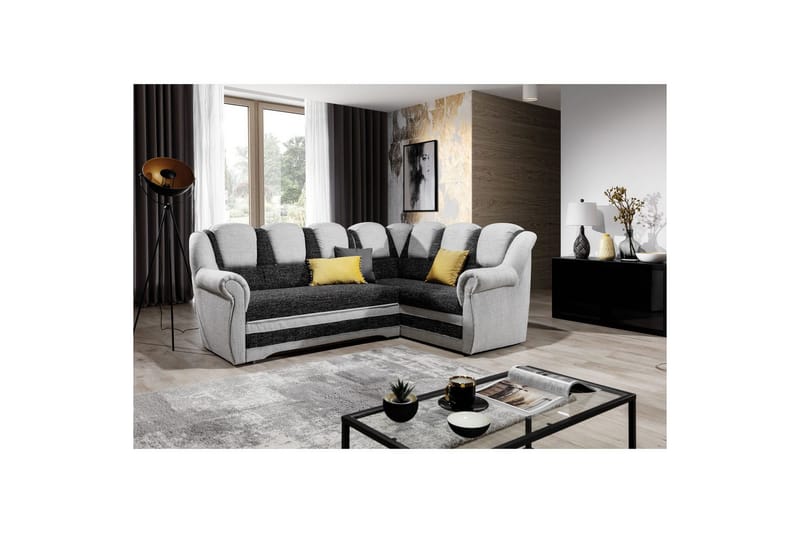 Hörnsoffa Eltap Lord II 243x195x112 cm - Berlin 02, Berlin 10, Svart, Grå, Höger - Möbler - Vardagsrum - Bäddsoffor - Hörnbäddsoffa
