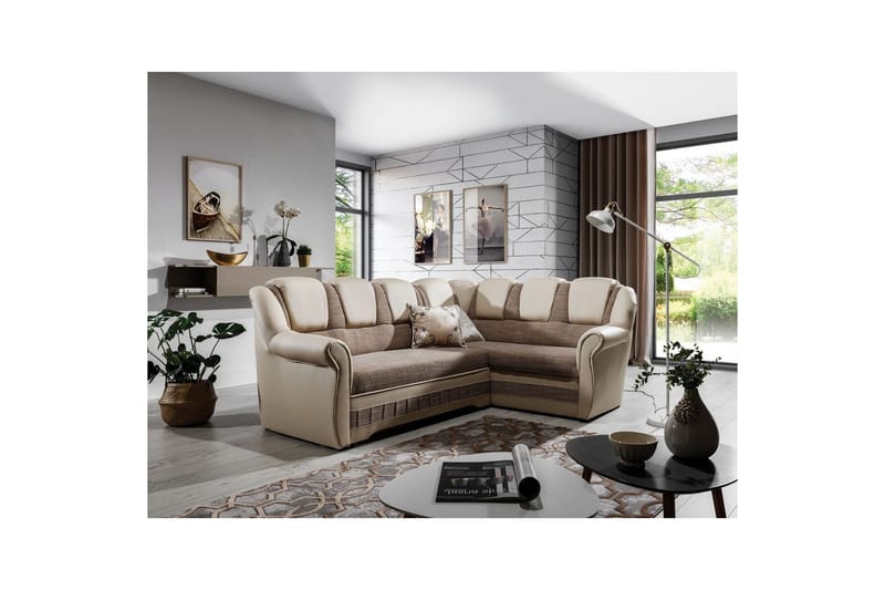 Hörnsoffa Eltap Lord II 243x195x112 cm - Berlin 03, Soft 33, Beige, Höger - Möbler - Vardagsrum - Bäddsoffor - Hörnbäddsoffa