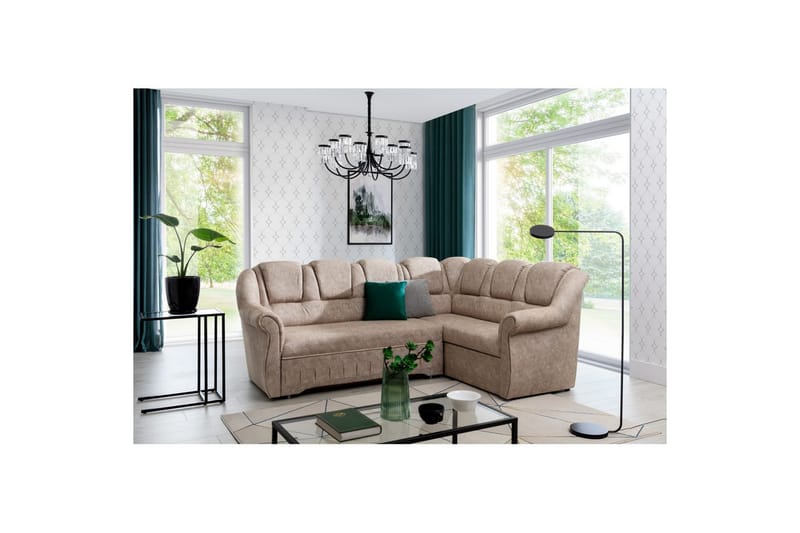 Hörnsoffa Eltap Lord II 243x195x112 cm - Dora 21, Beige, Höger - Möbler - Vardagsrum - Bäddsoffor - Hörnbäddsoffa