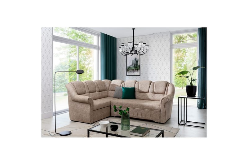 Hörnsoffa Eltap Lord II 243x195x112 cm - Dora 21, Beige, Vänster - Möbler - Vardagsrum - Bäddsoffor - Hörnbäddsoffa