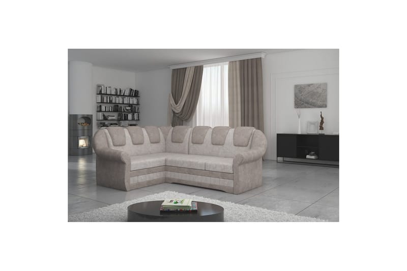 Hörnsoffa Eltap Lord II 243x195x112 cm - Dora 21, Dora 22, Beige, Brun, Vänster - Möbler - Vardagsrum - Bäddsoffor - Hörnbäddsoffa