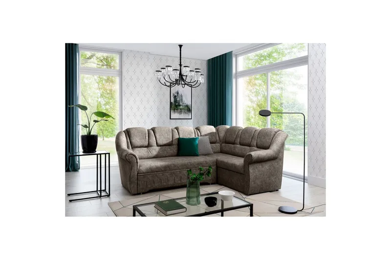 Hörnsoffa Eltap Lord II 243x195x112 cm - Dora 22, Brun, Höger - Möbler - Vardagsrum - Bäddsoffor - Hörnbäddsoffa