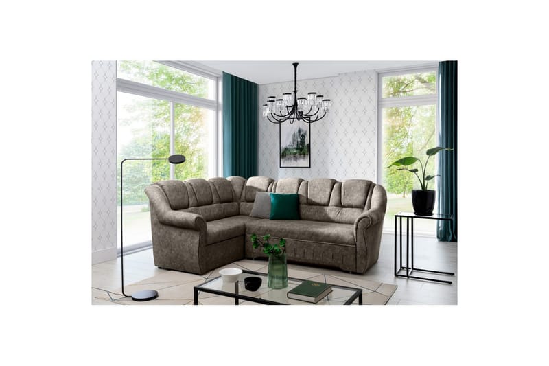 Hörnsoffa Eltap Lord II 243x195x112 cm - Dora 22, Brun, Vänster - Möbler - Vardagsrum - Bäddsoffor - Hörnbäddsoffa