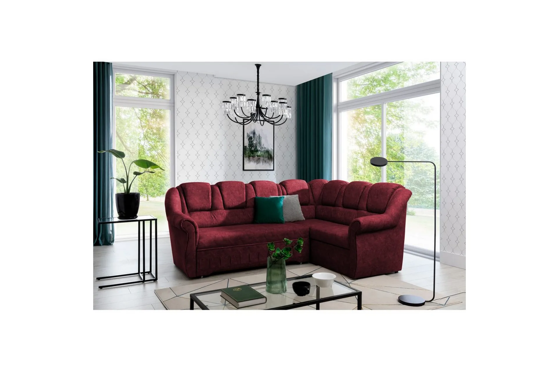 hörnsoffa eltap lord ii 243x195x112 cm - dora 63, röd, höger